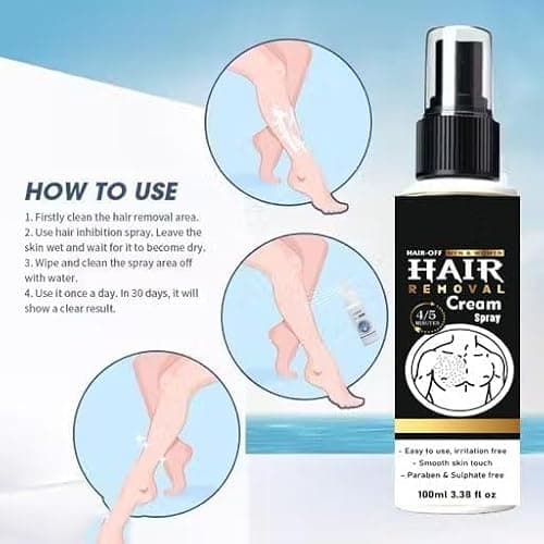 Men Hair Removal Spray for Body | 100ml | Painless Hair Remover Cream Spray | Fast Action | No Razor, No Cuts | Aloe Vera & Lemon Formula | Chest, Back, Arms & Legs 4