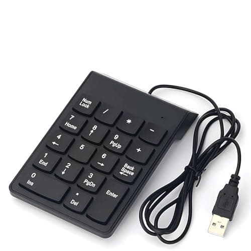 RyzCare RyzCar USB Numeric Keypad Numpad Portable for Laptop Desktop Computer PC, ChromBook, Surface Pro Notebook, Tax Number Calculate, Office Travel & Home Key Black 18 Key