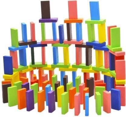 Royaldeals Toys 120 pcs 12 Color Wooden Dominos Blocks Set, Kids Game Educational Play Toy, Domino Racing Toy Game 3