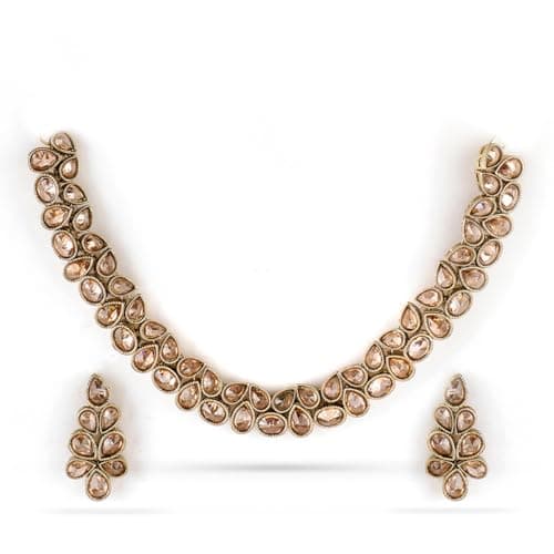 Rubans Kundan Choker Necklace Set with Stud Earrings Traditional Gold Tone Ethnic Wedding Jewellery for Women