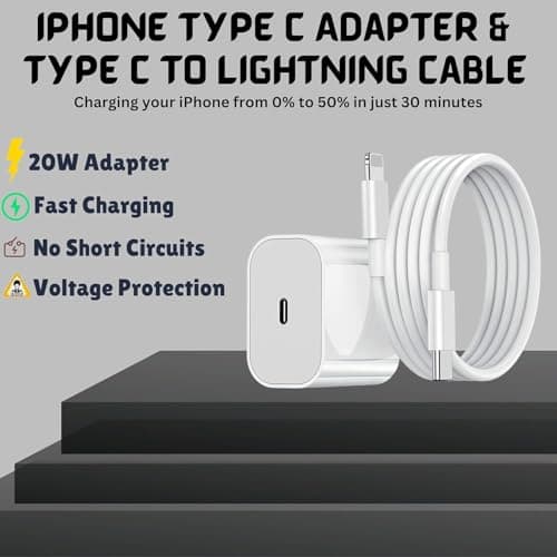 RAVIAD 20W Original (MFi-Certified) Super Fast Charger Adapter & Lightning Cable, Compatible with iPhone 14/14 Plus/14 Pro/14 Pro Max/13/12/11/X/8/7 Series, Fast Charging PD Wall Charger by Sakit 3