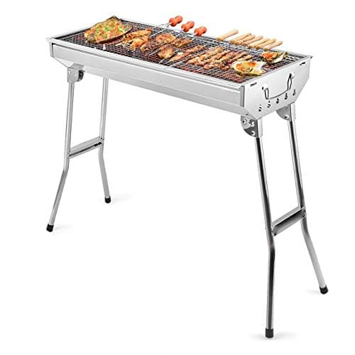 Olpad Outdoor Folding Grill (47Cm) Thickened Stainless Steel BBQ Large Charcoal Barbecue Grill Square Picnic Grill 2
