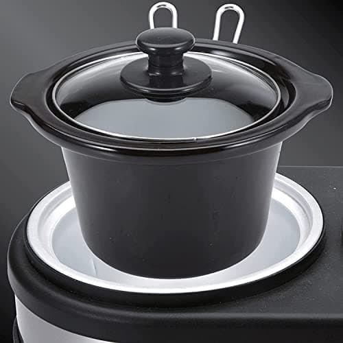 Bergner Supreme Electric Cooker with 100Watt, (1.5 L x 2) for Low & High Temp. Food Warming/Slow Cooking, Ceramic Pot with Glass Lid, Body Stainless Steel, Cool Touch Handling 2
