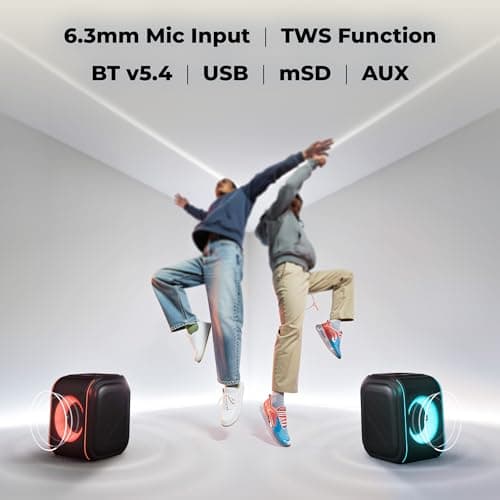 Zebronics 2026 Launch Bluetooth Speaker, 60W Output, 8h Playback, 8-inch Driver, RGB Lights, BT v5.4, USB, mSD, AUX, Type-C Charging, Karaoke, Wireless Mic, TWS, Mobile Holder (Sound Feast 880) 4