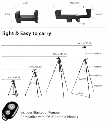 ENNIX 3366 Tripod Stand for Mobile and DSLR Camera | Aluminum Adjustable Tripod with Bluetooth Remote & 360° Mobile Holder | for Photography, Vlogging & Video Shooting 2