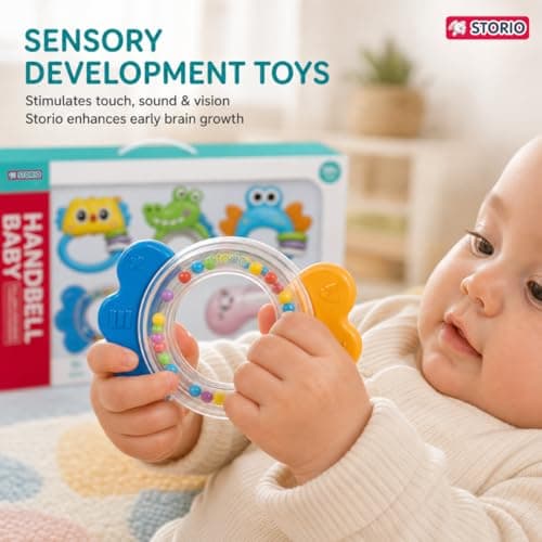 Storio Baby Rattle Set | Newborn Rattle Gift Set for Boys & Girls | Safe & Colorful Infant Toys for Early Learning & Sensory Play | Ideal Gift Pack for 0-12 Months Babies 3