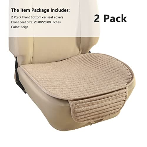 Suninbox Car Seat Covers Front Seats Only,2Pack Bottom Car Seat Pads Cushions for Automobiles,Buckwheat Hulls Universal Leather Car Seat Protector Ventilated Driver seat Cover(2PC Beige Front Seat) 2