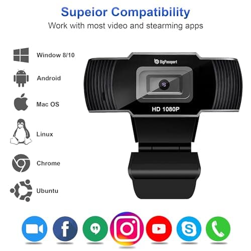 BigPassport 1080P/30FPS Ultra HD Webcam with Mic | 5P Lens USB Camera for Laptop, Desktop, PC | Face Detection, Skype, Zoom, Online Meetings, Classes – Pro-Live N3 2
