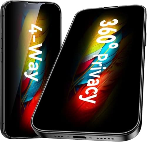 JGD PRODUCTS Anti-Spy 4-Way 360° True Privacy Tempered Glass Militry-Grade Protector for iPhone 13, iPhone 13 Pro,Case Friendly, 9H Hardness, Easy Installation