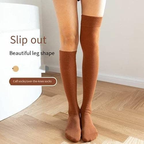 AVNISH Wool Warm Thigh High Socks | Knitted Thick Thermal Woolen Socks for Women Winter Wear Knee Length | Knee High Leg Warmers Long Socks Boot Cuffs Knee Cap | Stocking Girls (Free Size,1 Pair) 5