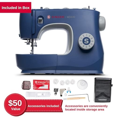 SINGER M3330 Making The Cut Sewing Machine with 97 Stitch Application (Metallic Blue), 70wt Powerful motor & Feed dog with106 Teeth in 6 Rows – Get Free Online Interactive Master Class. 2