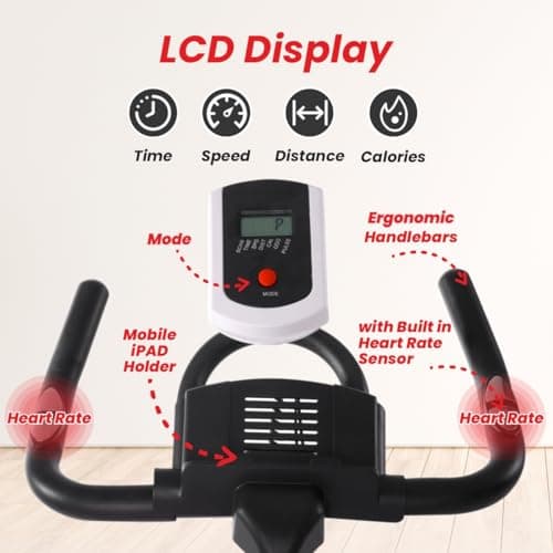 Sparnod Fitness SSB-11 Spin Bike with 11 kg Heavy-duty Flywheel, LED Display, Pulse Sensor, Silent Belt Drive System, Adjustable Resistance, 4way Adjustable Cushioned Seat, 2way Adjustable Handlebars. 5