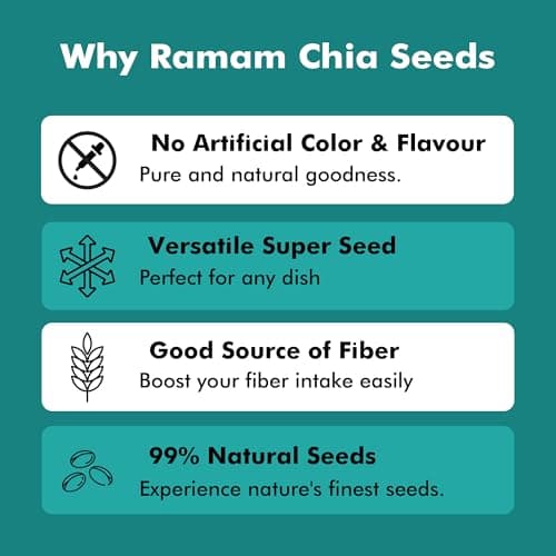 Ramam Chia seeds 1kg For Weight Management | Natural Chia Seeds for Eating - Rich in Omega 3| High Protein seeds | Gluten Free |Helps in Manage Cholesterol level & Blood Pressure - 500g(Pack of 2) 3