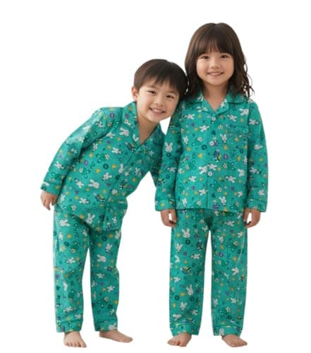 Mudgal India Creations Kids Cotton Printed Night Suit Set | Soft & Comfortable Sleepwear for Baby Boys & Girls | Full Sleeve Top & Pyjama | All-Season Wear (Green, 6-9 Month)
