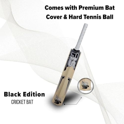 BS BARKHA Vintage Cricket Tennis Full Size Cricket Bat with Tetron Cover and Tennis Ball 4