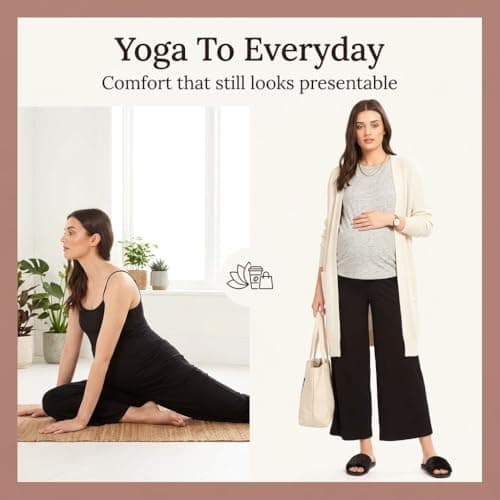 AV2 Women's Cotton Lycra Stretchable Relaxed Fit Maternity Pants | Maternity Yoga Pants | Maternity Trousers Black X-Large 5556 4