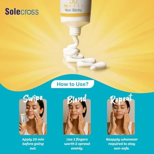 KDIT Sole-Cross Sun Block Lotion, SPF 50, PA++++, Non Sticky, Broad Spectrum UVA and UVB Protection, 50g 5