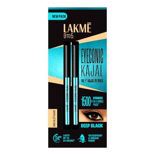 LAKMÉ Eyeconic Black Kajal 0.35 g (Combo Pack of 2) Matte Kohl Liner in a Twist Up Pencil - Waterproof|| Smudge Proof & Long Lasting Eye Makeup 2