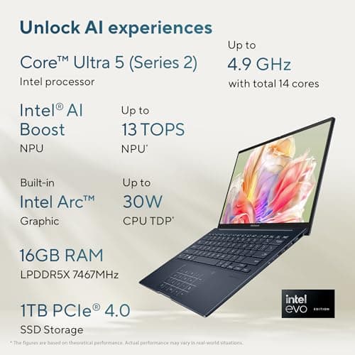 ASUS Zenbook 14, Intel Core Ultra 5 Series 2, 16GB RAM, 1TB SSD, 3K OLED 14", Touchscreen, Win 11, Office Home 2024, Ponder Blue, 1.28kg, UX3405CA-PZ162WS, Intel Arc iGPU, M365 Basic (1Year)* Laptop 3