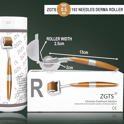 ZGTS Professional Gold Plated 192 Needles Titanium Alloy Derma Roller, Gold, 0.5mm 4