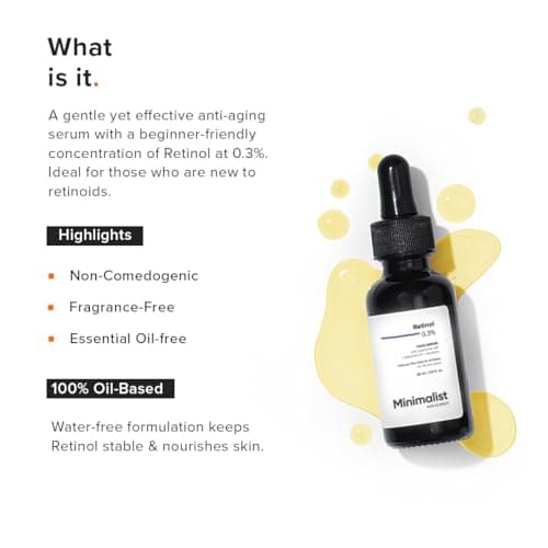 Minimalist Anti-Aging Night Serum with 0.3% Retinol & Q10|Fine Lines & Wrinkles Reduction Serum for Beginners|Water-Free Formula for Stability & Nourishment|Suitable for All Skin Types|For Unisex|30ml 2