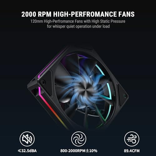 Ant Esports V8 Digital CPU Air Cooler CPU Fan with LED Temperature Display & ARGB|2x120mm FANs| Support Intel - LGA1851 / 1700/1200 AMD - AM5 / AM4 4