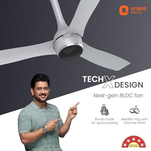 Orient Electric Newly Launched 1200 mm Aeon BLDC PRO, BEE 5-star rated, Anti-Dust Designer Ceiling fan with Remote & 5 yrs Warranty by Orient, Boost mode for High Air Delivery - Platinum Silver 2