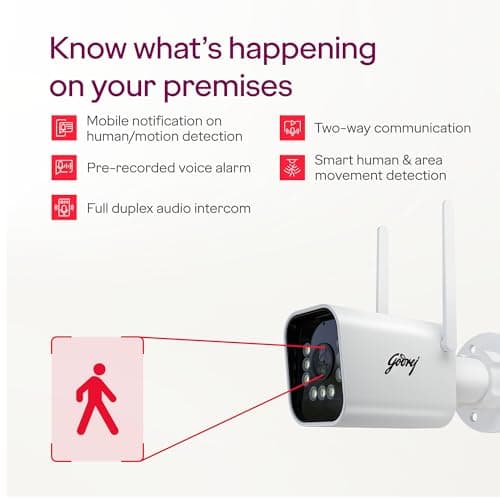 Godrej Security Solutions EVE Pro 4G Bullet CCTV Camera | New Launch | Sim Based | 3MP Night Vision | Human & Motion Detection | 2-Way Talk | Up to 256GB SD Card Support | Outdoor Security Camera 3