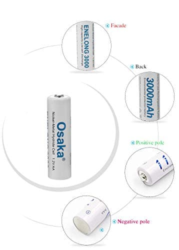 Osaka NI-MH HR06 4xAA 3000mAh Enelong Rechargeable Battery Set for Camera Flashes, Mic, Toys, Remote. 3