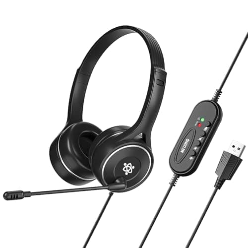 Metaind Wired USB Headphone with Noise-Canceling Mic | Ideal for Teams, Zoom Calls & Call Center Use | Compatible with PC & Laptop | Model: Meta_MT30 (Black)