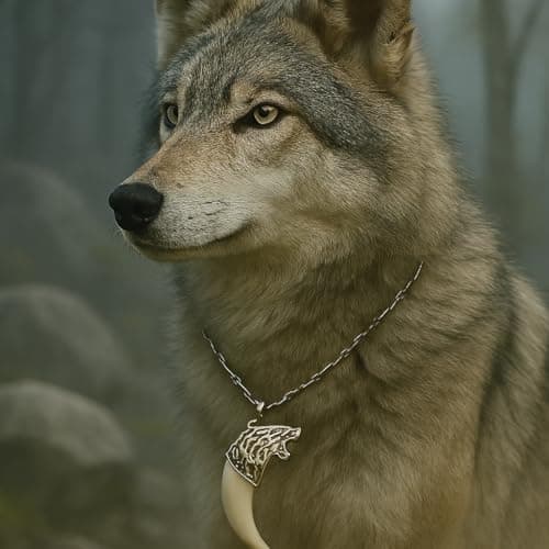 Missmister Creations: Gothic Viking Wolf Fang Pendant Necklace for Men & Women | Fantasy Tribal Jewelry | Antique Silver Chain | Gen Z Style | Wild Spirit ImitationTusk Locket for Men boys (MM5013PCSC 4