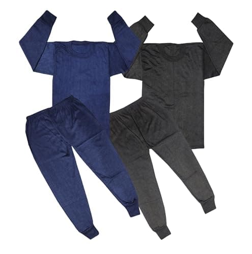 100LUCK Boy's & Girls Full Sleeves Winter Thermal Top and Bottom Set | Round Neck Innerwear for Kids | Winter Base Fleece Layer Top & Bottom for Kids Thermal Underwear Set