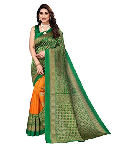 Yashika Venkatagiri Printed Art Silk with Blouse Piece Saree For Women (SDPL-METRO ORANGE_Free Size)