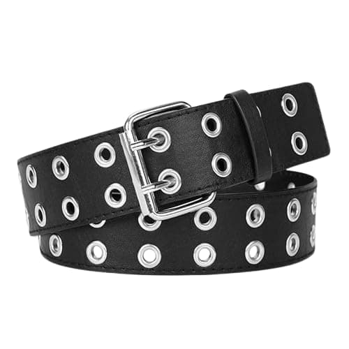 BLACKTAUROS Leather Waist Belt Punk Rock Grommet Belt for Jeans Party Body Jewelry Accessories for Women and Girls 36 size
