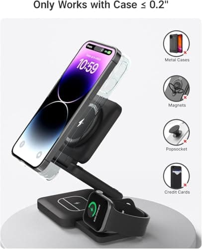 Foreign Holics 3 in 1 Charging Station Magnetic Foldable Integrated Plug Travel Wireless Charger Stand for Multiple Devices 5