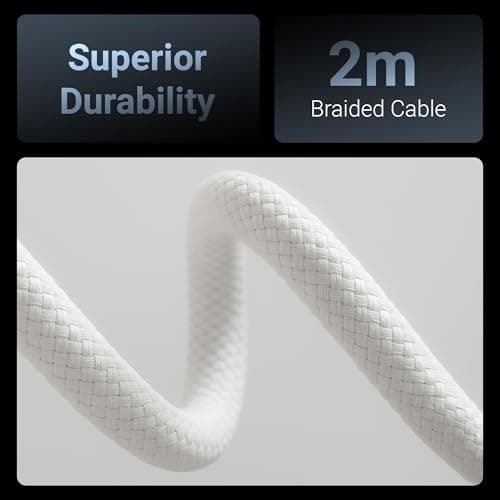 Zebronics Wattz 240CC1 Type-C to Type-C Braided Cable, PD 240W, 2 Meter, Durable, Charge & Sync, Rapid Charging, For Laptops, Tablets, Mobiles (White) 5
