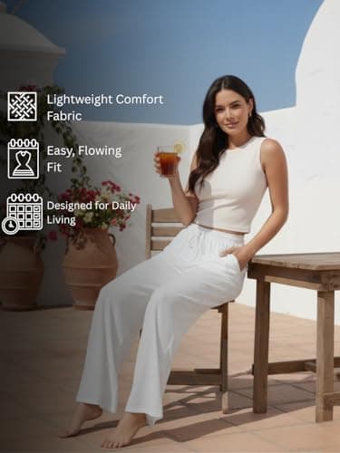 V33 Women's and Girls 100% Rayon Regular Fit/Wide Leg Palazzo Pants - Available in Plus Size -M, L, XL, 2XL, 3XL, 4XL, 5XL White 4