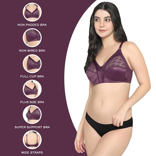 Wacoal Women’s Audrey| Non Padded | Non Wired |Full Cup|Plus Size| Pack of 2 | Full Support Bra Multicolour (36DDD) 2