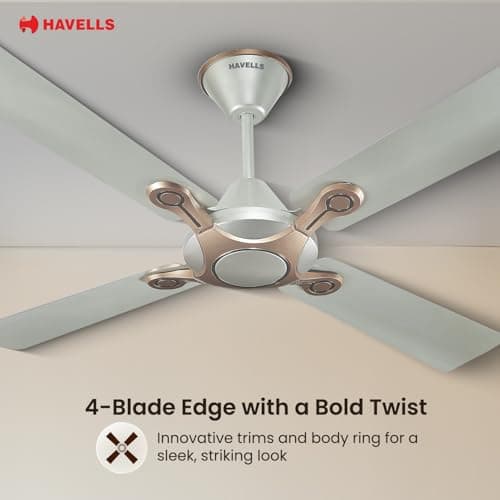 Havells 1200mm Leganza ES 4B Ceiling Fan|Best fan in 4 Blade,Premium Finish Decorative Fan,High Air Delivery|Energy Saving,100% Pure Copper Motor,2 Year Warranty|(Pack of 1,Bronze Gold),5 Stars 4