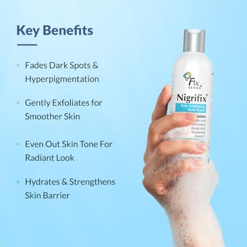 Fixderma Nigrifix Exfoliating Body Wash with 5% Actives (Lactic Acid, Glycolic Acid, Niacinamide Acid & Vitamin E) | Gentle Exfoliating Shower Gel for Body Wash | Improves Skin Tone - 200ml(Pack of 2) 3