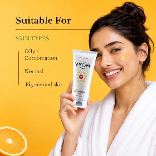 Vyom India Vitamin C Face Wash 100ml for Women & Men Orange Face Wash for Glowing & Hydrating Skin, Improves Skin Tone, Fades Dark Spots, Sulphate & Paraben Free 100% Organic & Natural 3