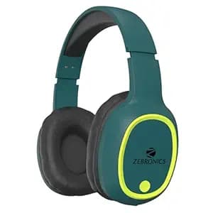 ZEBRONICS Thunder (2026 Upgrade) Wireless Headphones, BT v6.0, True 60 hrs Playback, 40mm Drivers, ENC, Gaming Mode, Dual Pairing, AUX & microSD, Rapid Charging, Call Function (Teal Green)