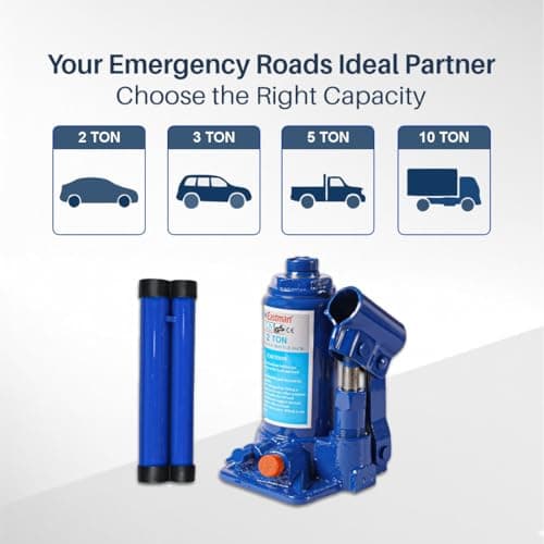 Eastman Hydraulic Bottle Jacks Set Of 1Pcs, 2 Ton, Universal For All Cars, Heavy Duty, Alloy Steel, Blue Colour - E-2258 4