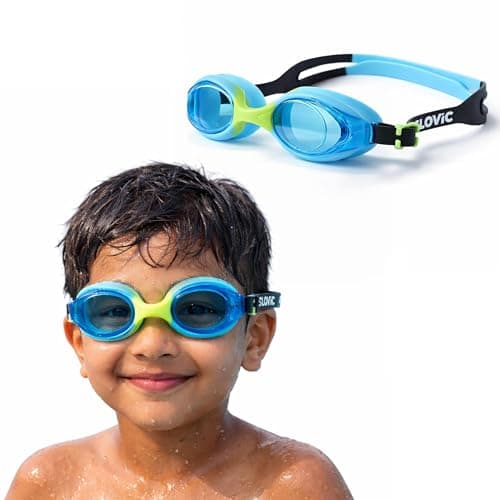 SLOVIC Swimming Goggles for Kids 10-14 Years with Silicon Nose Bridge | Accessories for Kids | Anti-Fog & UV Protected Goggles for Kid | Swimming Glasses for Kid with Adjustable Straps | Blue