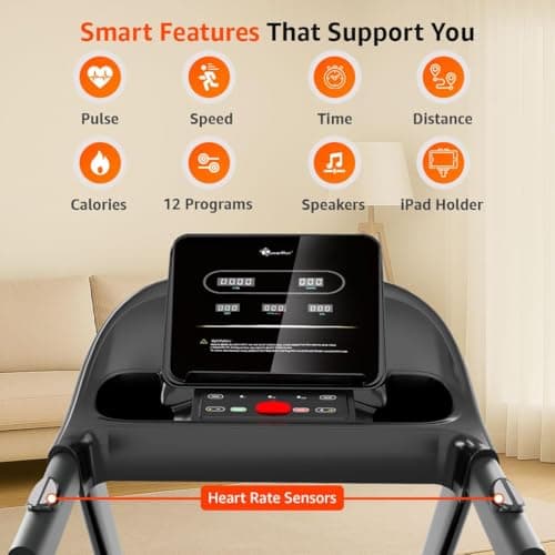 PowerMax Fitness TDM-96B 4HP DC Treadmill for Home | 110KG Max User Running Machine | 14km/hr Top Speed, 4-Level Manual Incline | Bluetooth for app, Speaker, Mp3 | Foldable Cardio Machine, LED Display 4