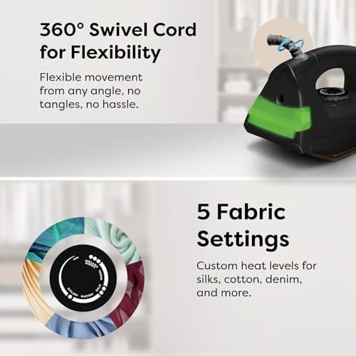 Wipro GD208 Automatic Electric Dry Iron 1200 Watt With Large LED Indicator | Large Soleplate|Anti Bacterial German Weilburger Double Coated Soleplate | Quick Heat Up - 1200 Watts, Black 5