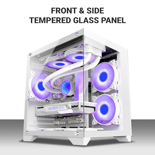 Ant Esports Crystal Z2 Mid-Tower Computer Case/Gaming Cabinet – White | Support Micro-ATX, Mini-ITX | Pre-Installed 3 ARGB Infinity Mirror Fans 3