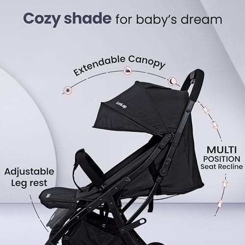 LuvLap Regency Baby Stroller, Pram for 0 to 3 Years with 5 Point Safety Harness, Large Storage Basket, Heavy Duty Wheels, Easy Fold, Extendable Canopy, Multilevel Recline & Adjustable footrest 3