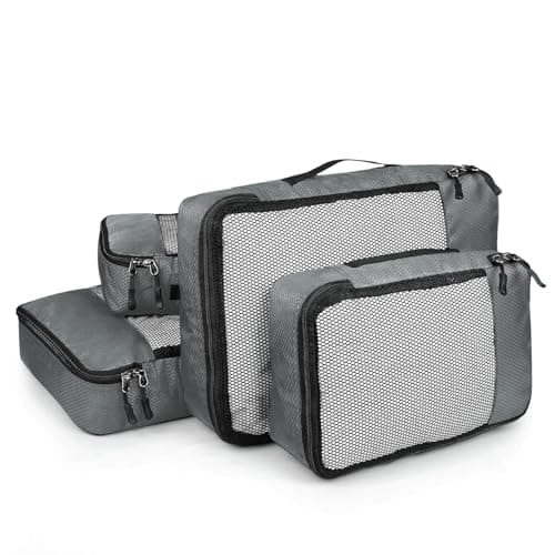 FATMUG Packing Cubes Travel Pouch / Bag Suitcase Organiser Set of 4 ( 2 Medium and 2 Small) - Grey Polyester