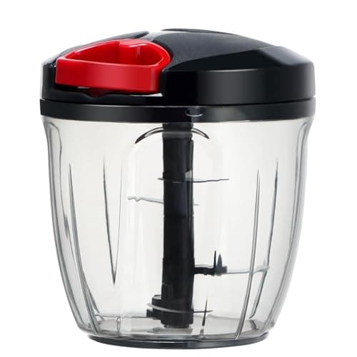Velaniyu Multipurpose Vegetable Chopper for Kitchen | Manual Food Chopper Cutter with Sharp Stainless Steel Blades |Easy to Use, Time Saving Kitchen Tool 1000ml (Black)
